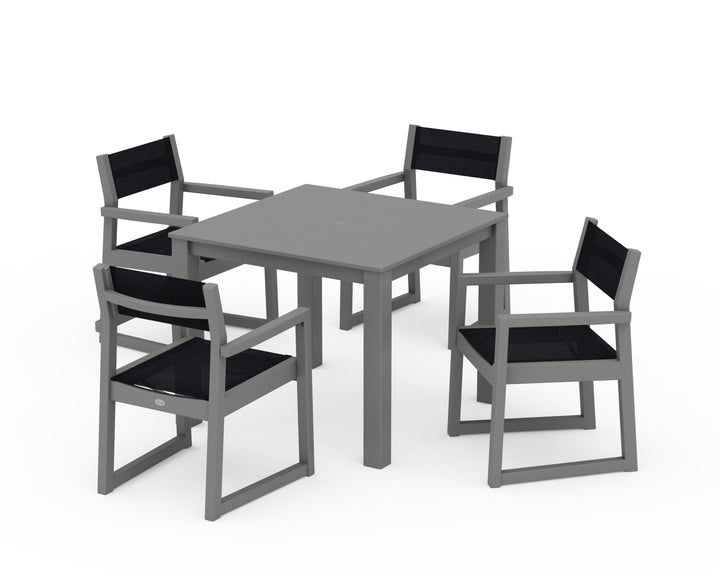 POLYWOOD® EDGE Sling Arm Chair 5-Piece Parsons Dining Set