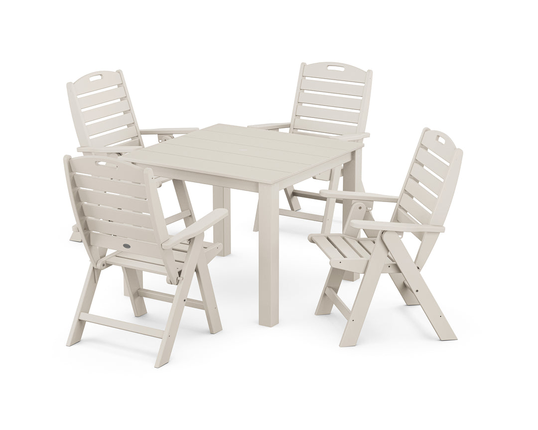 POLYWOOD® Nautical Folding Highback Chair 5-Piece Parsons Dining Set