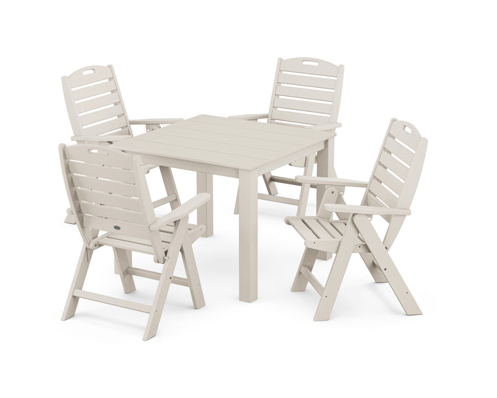 POLYWOOD® Nautical Folding Highback Chair 5-Piece Parsons Dining Set