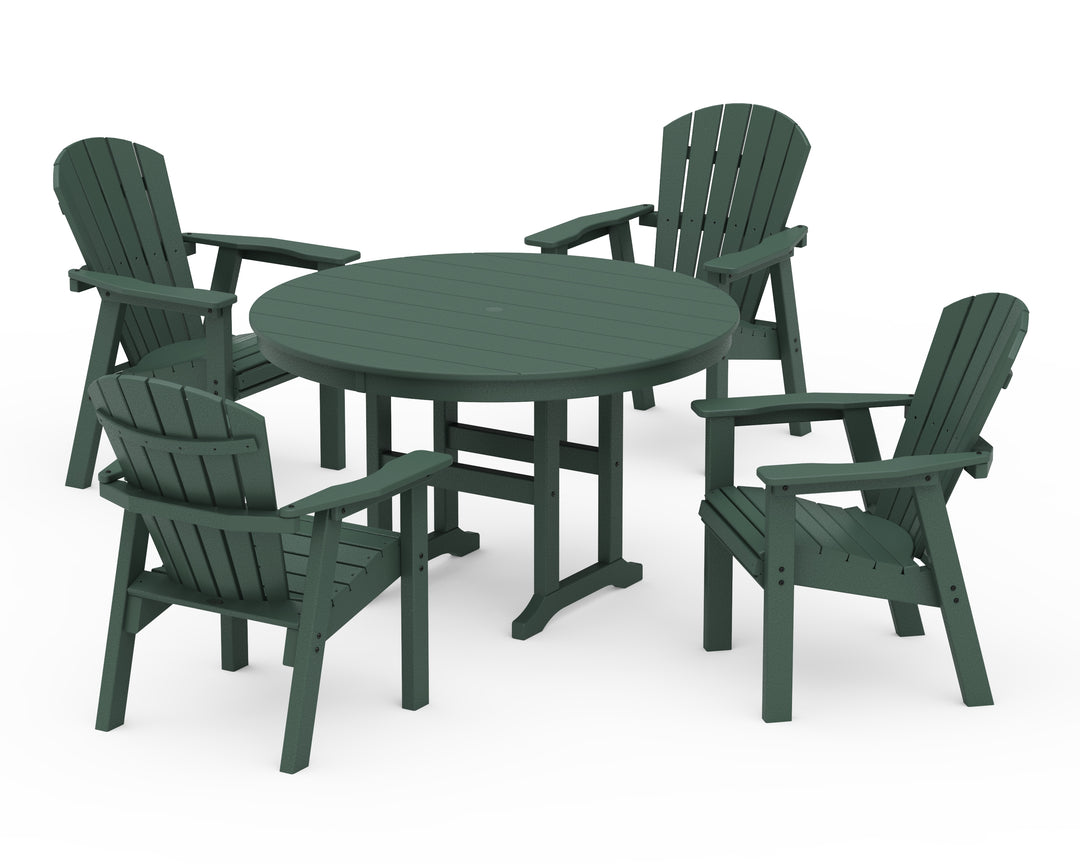 POLYWOOD® Seashell 5-Piece Round Farmhouse Dining Set