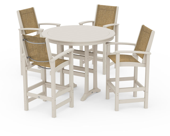 POLYWOOD® Coastal 5-Piece Nautical Trestle Bar Set