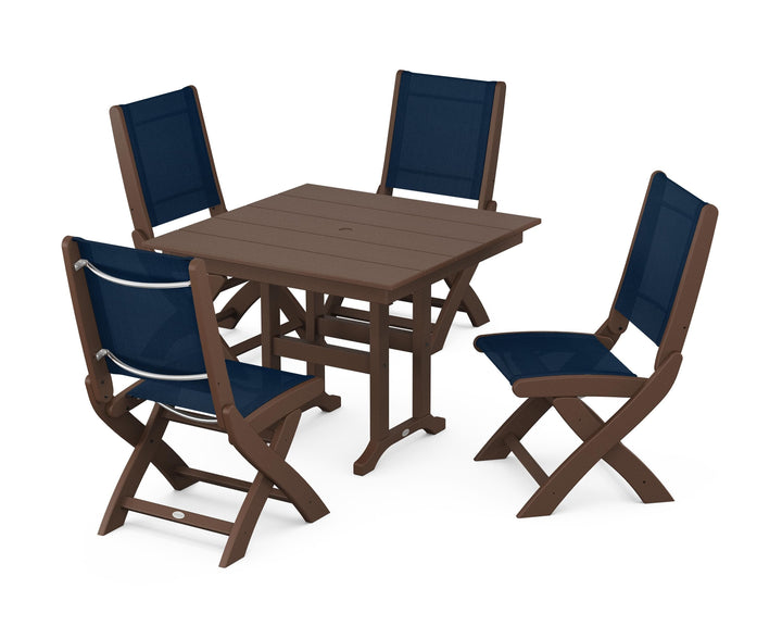 POLYWOOD® Coastal Folding Side Chair 5-Piece Farmhouse Dining Set