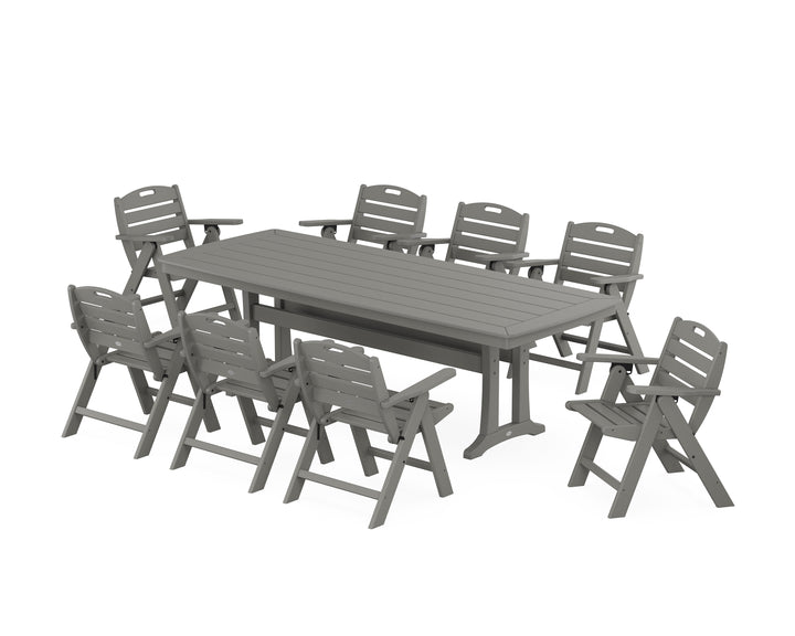 POLYWOOD® Nautical Lowback 9-Piece Dining Set with Trestle Legs