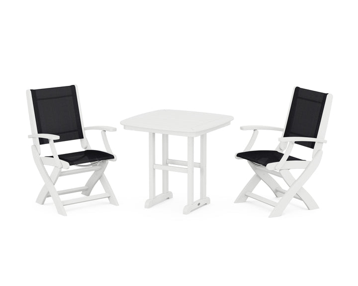 POLYWOOD® Coastal Folding Chair 3-Piece Dining Set