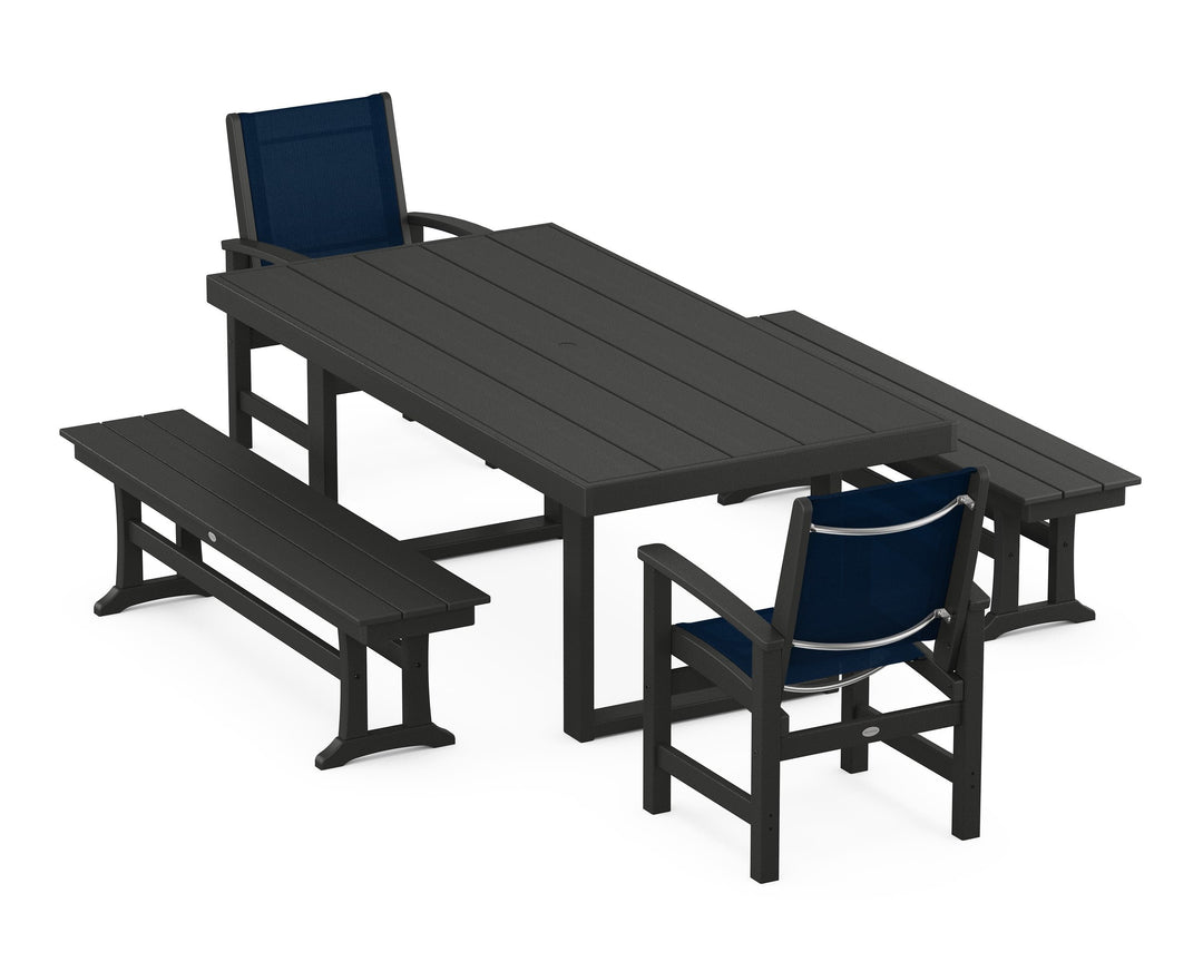 POLYWOOD® Coastal 5-Piece Dining Set with Trestle Legs