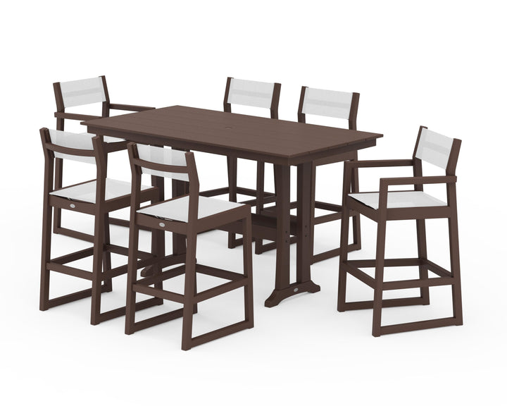 POLYWOOD® EDGE Sling 7-Piece Farmhouse Bar Set with Trestle Legs