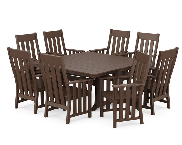 Martha Stewart by POLYWOOD® Acadia 9-Piece Square Farmhouse Dining Set with Trestle Legs