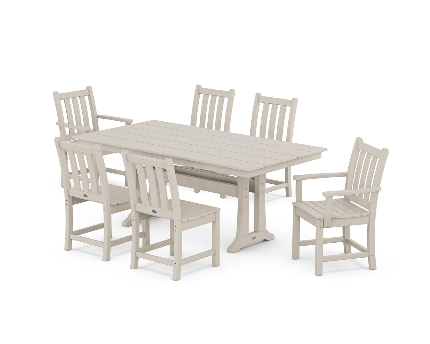 Traditional Garden 7-Piece Farmhouse Dining Set With Trestle Legs