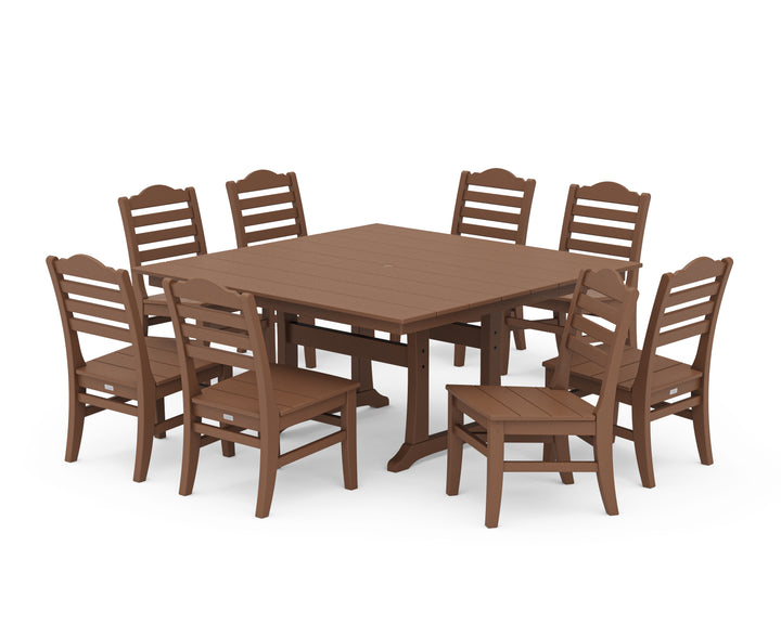 POLYWOOD® Savannah Side Chair 9-Piece Square Farmhouse Dining Set with Trestle Legs