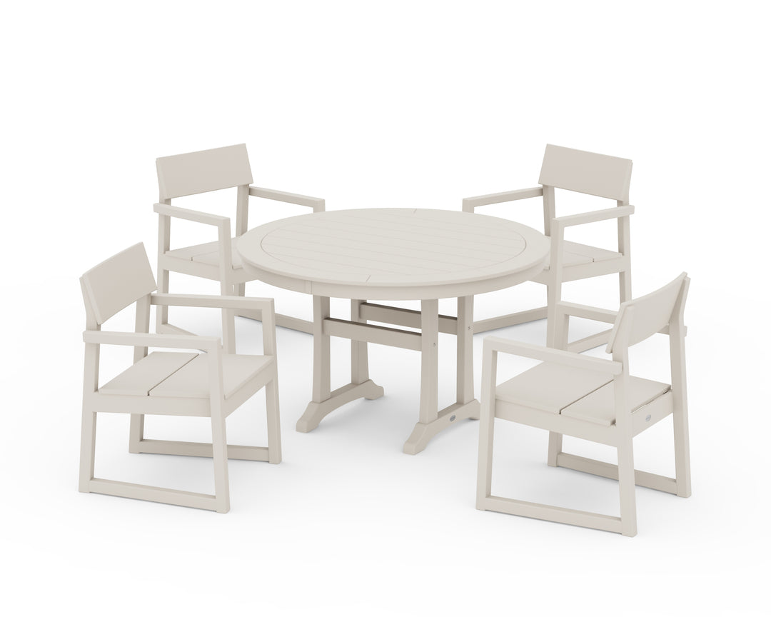 POLYWOOD® EDGE 5-Piece Round Dining Set with Trestle Legs