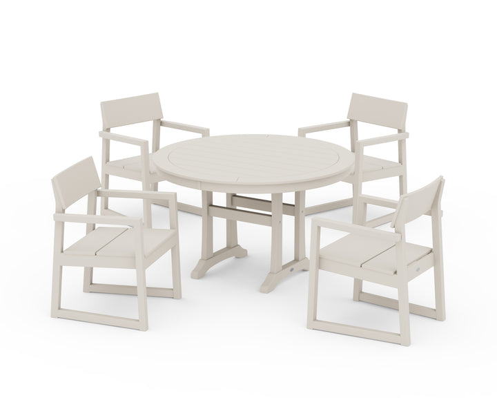 POLYWOOD® EDGE 5-Piece Round Dining Set with Trestle Legs