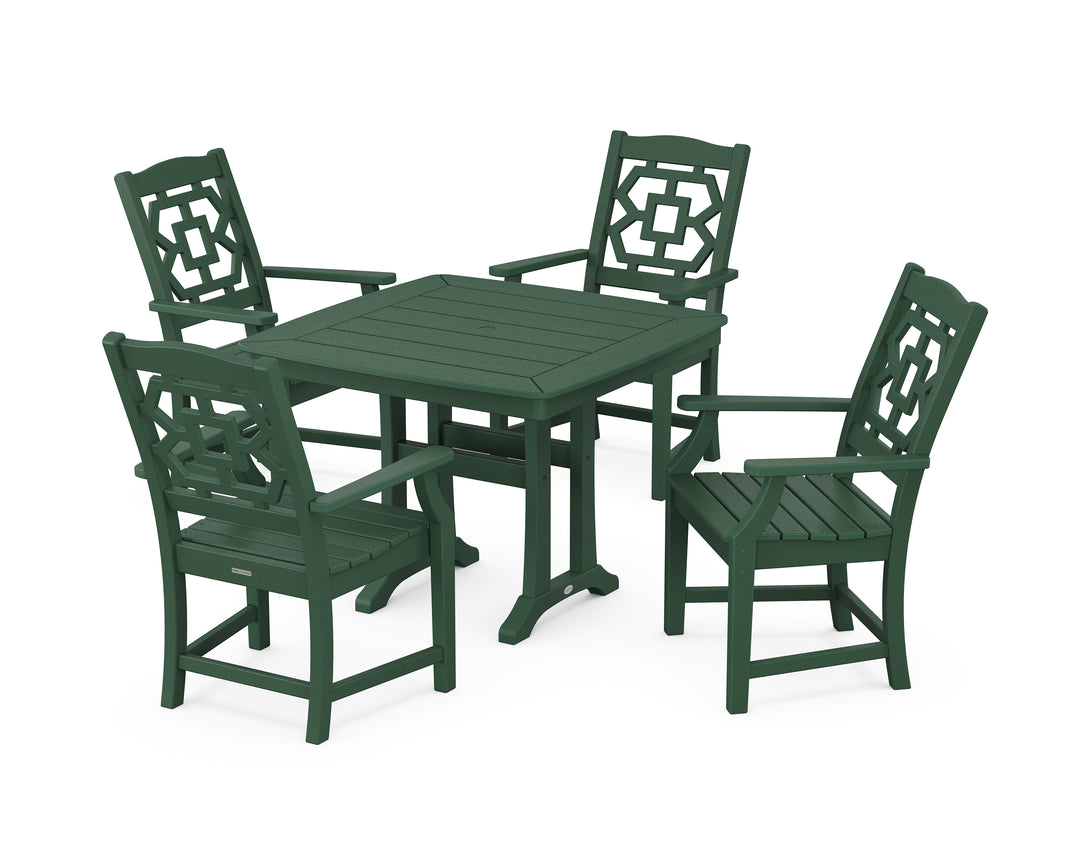 Martha Stewart by POLYWOOD® Chinoiserie 5-Piece Dining Set with Trestle Legs