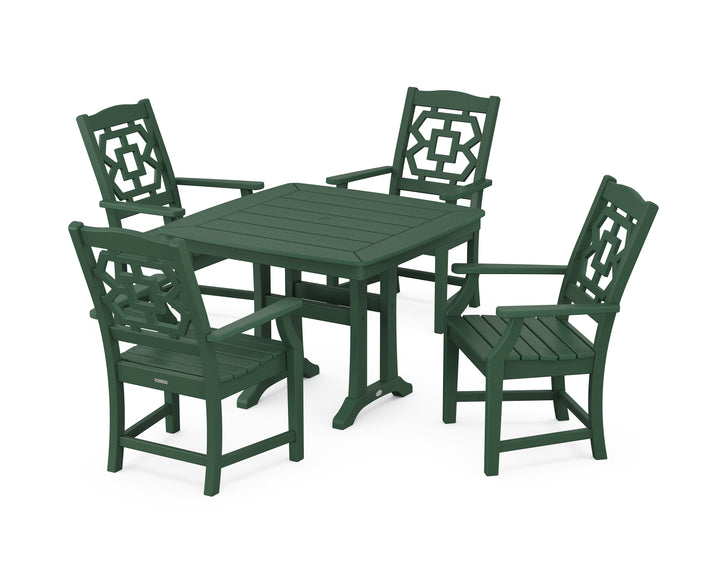 Martha Stewart by POLYWOOD® Chinoiserie 5-Piece Dining Set with Trestle Legs