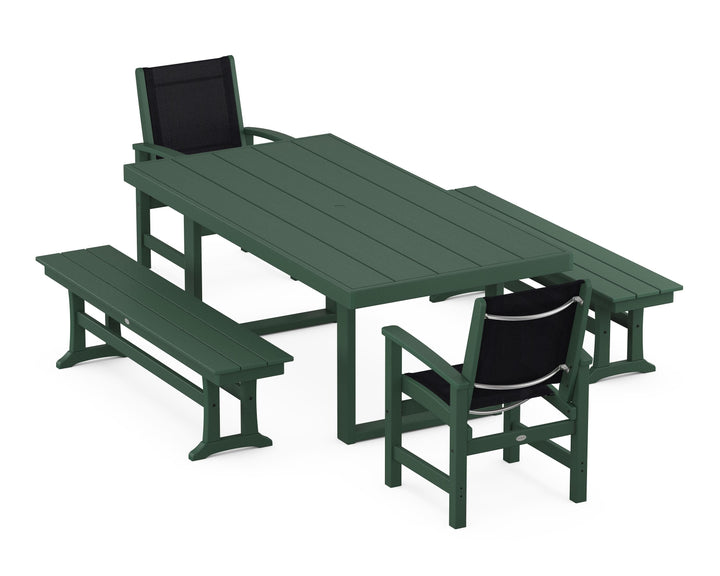 POLYWOOD® Coastal 5-Piece Dining Set with Trestle Legs