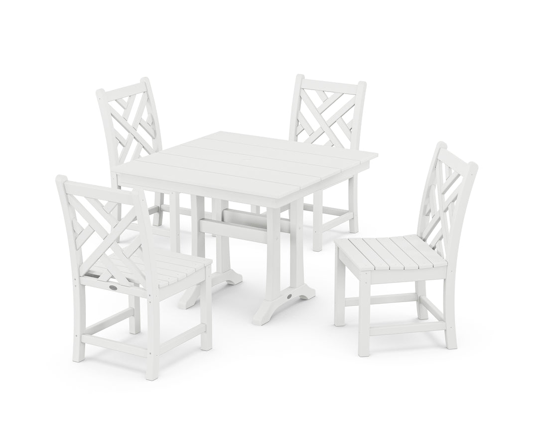 POLYWOOD® Chippendale 5-Piece Farmhouse Trestle Side Chair Dining Set