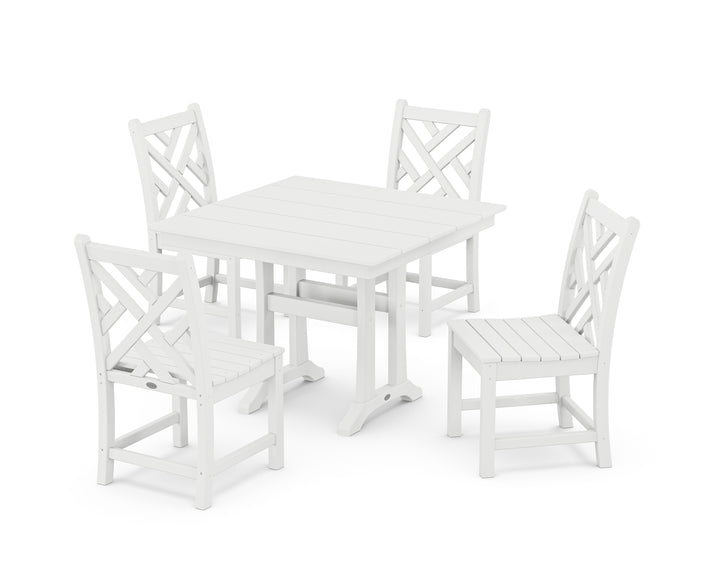 POLYWOOD® Chippendale 5-Piece Farmhouse Trestle Side Chair Dining Set
