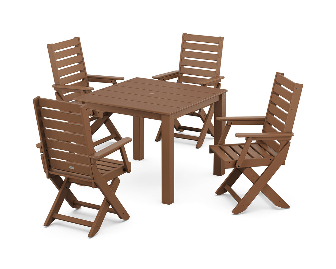 POLYWOOD® Captain Folding Chair 5-Piece Parsons Dining Set