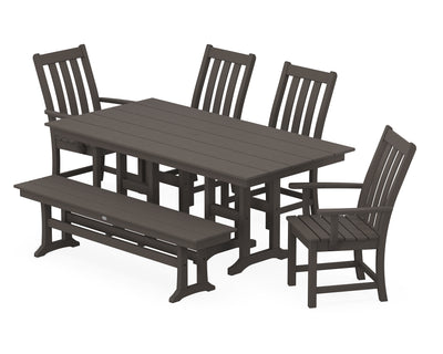 Vineyard 6-Piece Farmhouse Dining Set with Bench