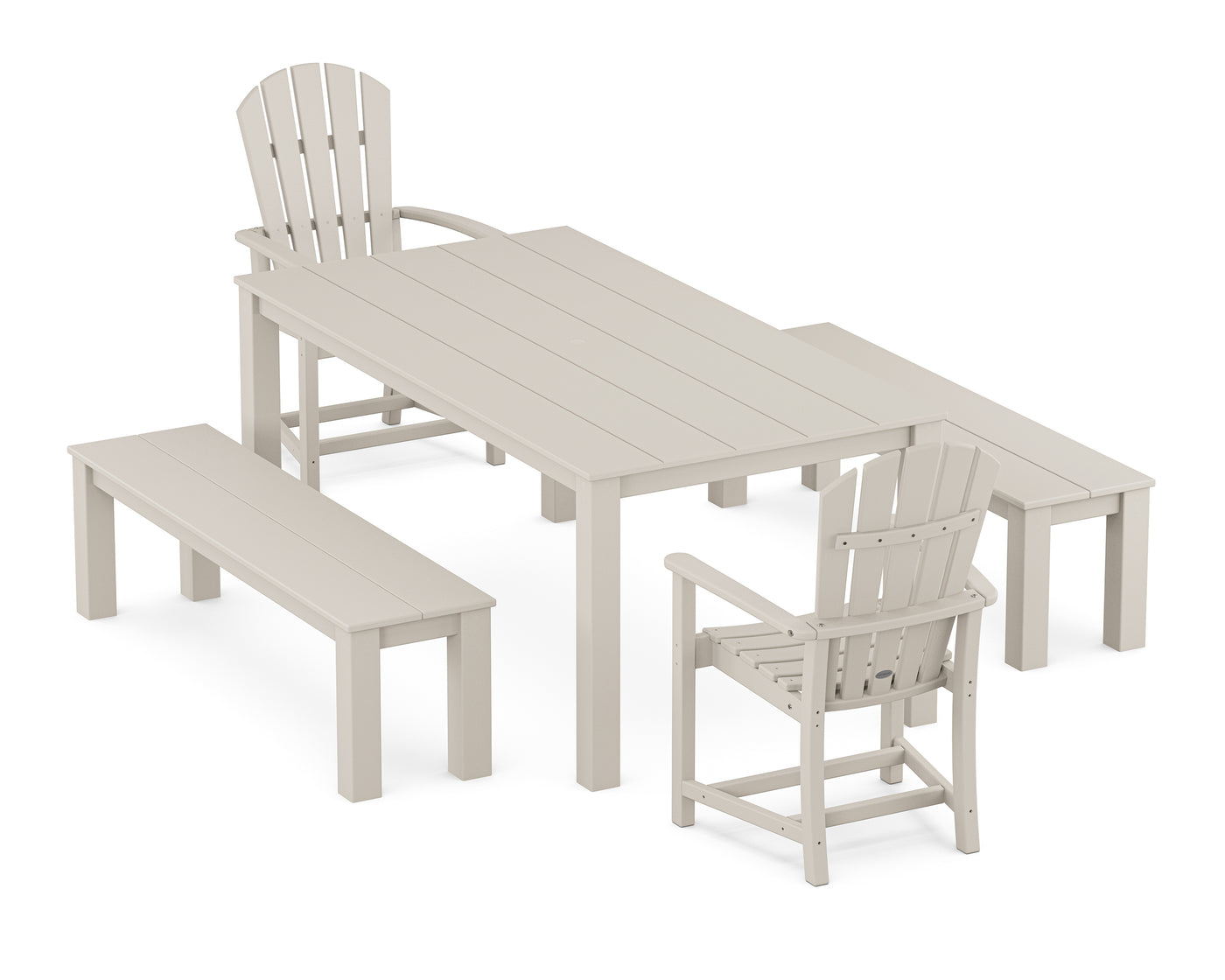 Palm Coast 5-Piece Parsons Dining Set with Benches