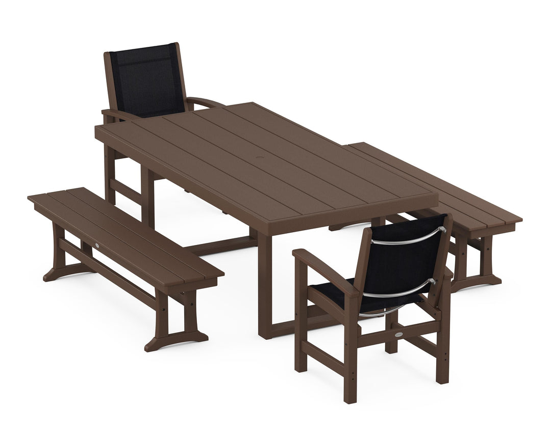 POLYWOOD® Coastal 5-Piece Dining Set with Trestle Legs
