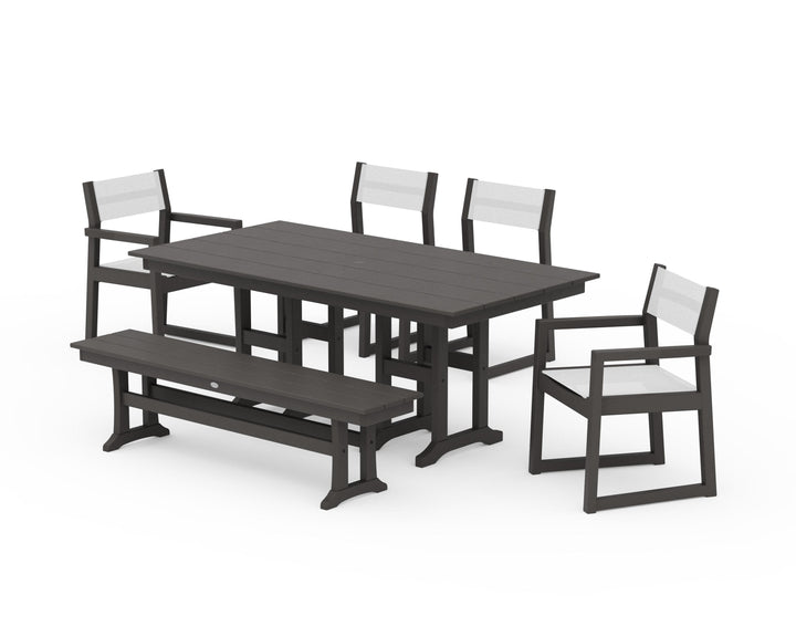 POLYWOOD® EDGE Sling 6-Piece Farmhouse Dining Set