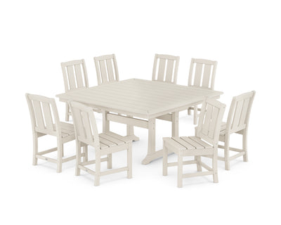 Mission Side Chair 9-Piece Square Dining Set with Trestle Legs