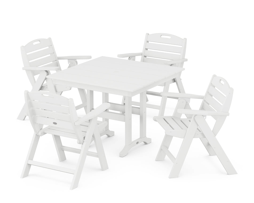 POLYWOOD® Nautical Folding Lowback Chair 5-Piece Farmhouse Dining Set