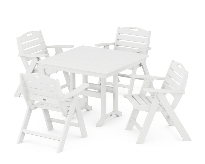 POLYWOOD® Nautical Folding Lowback Chair 5-Piece Farmhouse Dining Set