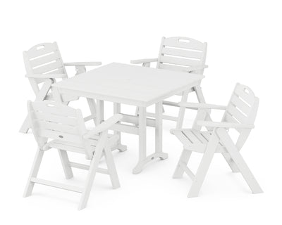 Nautical Folding Lowback Chair 5-Piece Farmhouse Dining Set