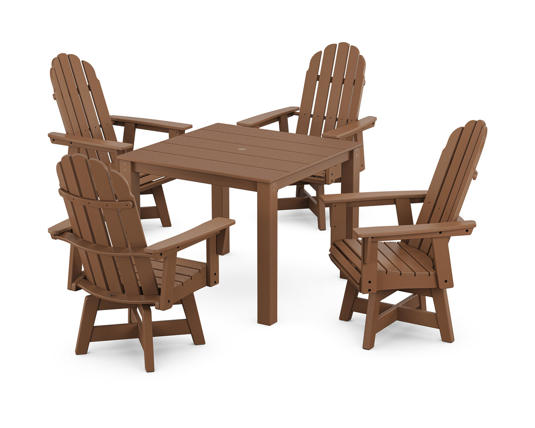 POLYWOOD® Vineyard Curveback Adirondack 5-Piece Parsons Swivel Dining Set