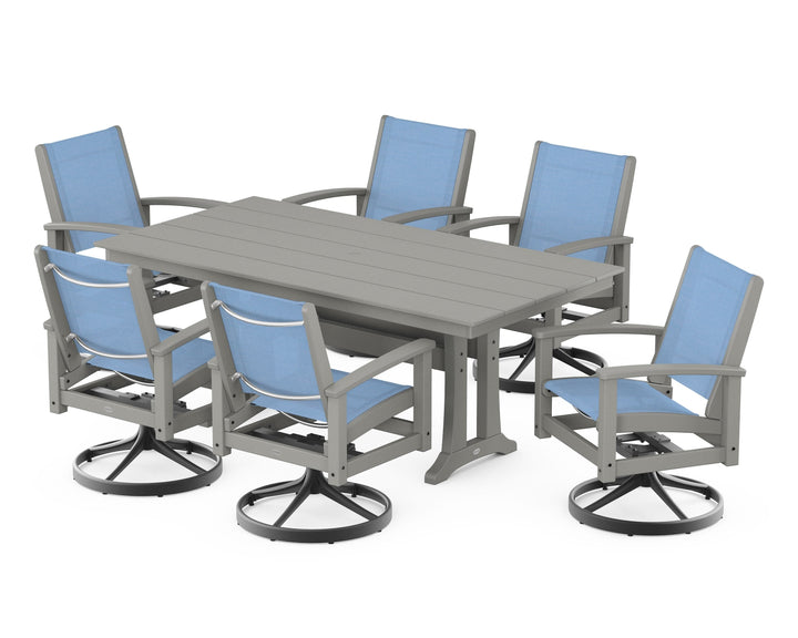 POLYWOOD® 7 Piece Coastal Swivel Rocker Dining Set