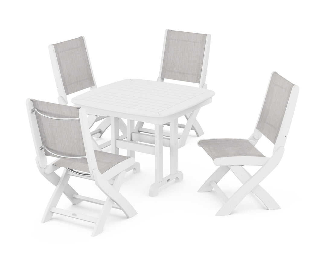 POLYWOOD® Coastal Folding Side Chair 5-Piece Dining Set