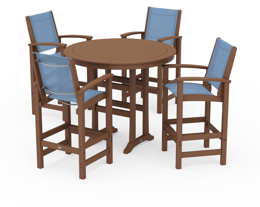 POLYWOOD® Coastal 5-Piece Nautical Trestle Bar Set