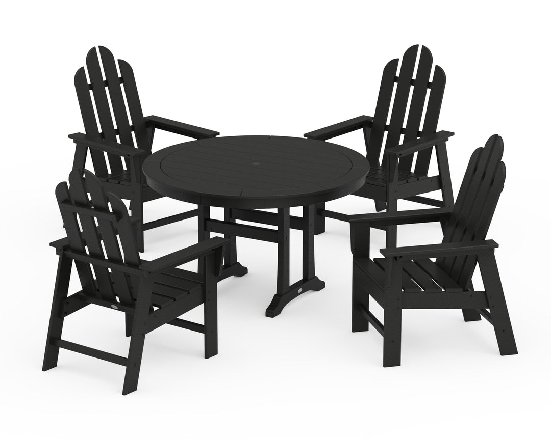 POLYWOOD® Long Island 5-Piece Round Dining Set with Trestle Legs