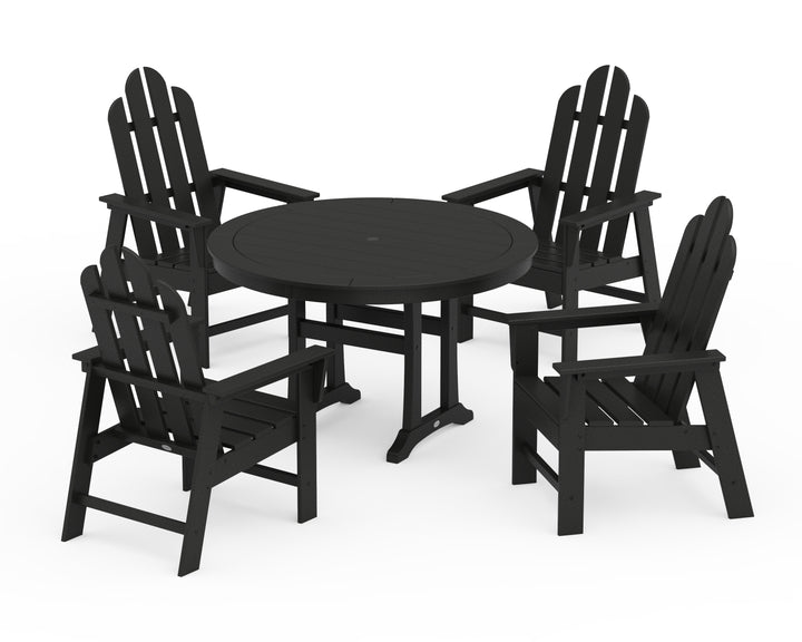 POLYWOOD® Long Island 5-Piece Round Dining Set with Trestle Legs