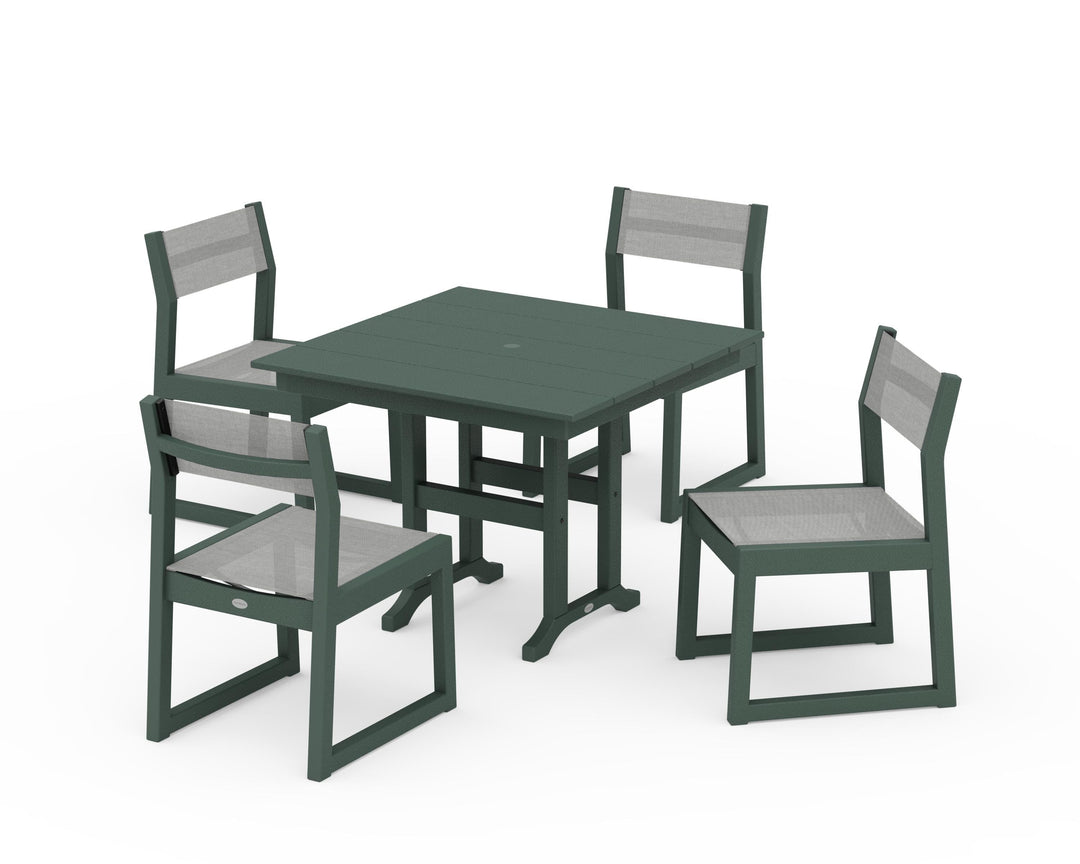 POLYWOOD® EDGE Sling Side Chair 5-Piece Farmhouse Dining Set