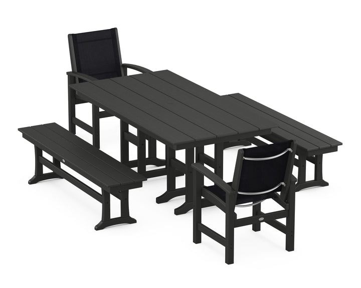 POLYWOOD® Coastal 5-Piece Farmhouse Dining Set