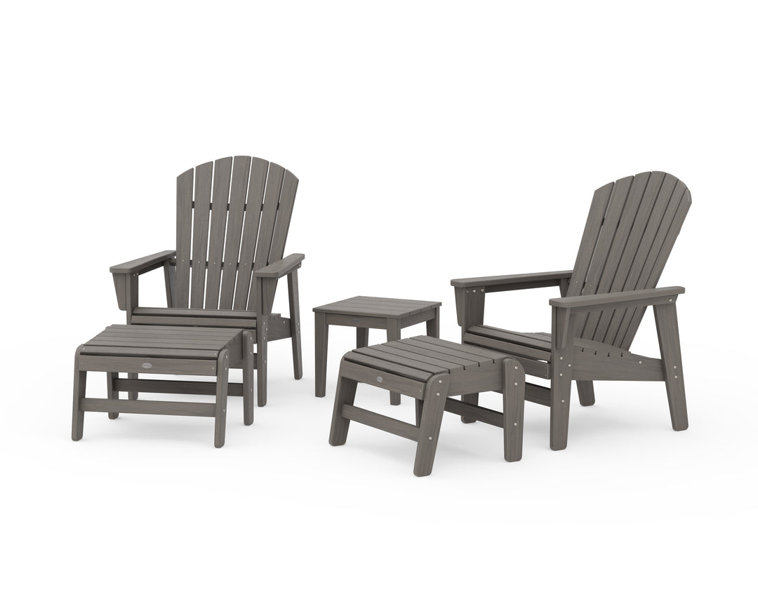 POLYWOOD® 5-Piece Nautical Grand Upright Adirondack Set with Ottomans and Side Table