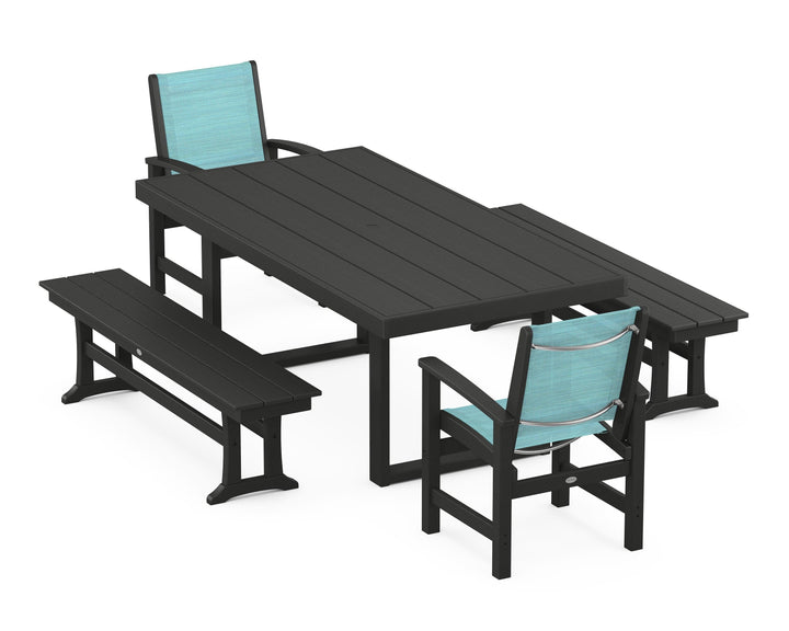 POLYWOOD® Coastal 5-Piece Dining Set with Trestle Legs