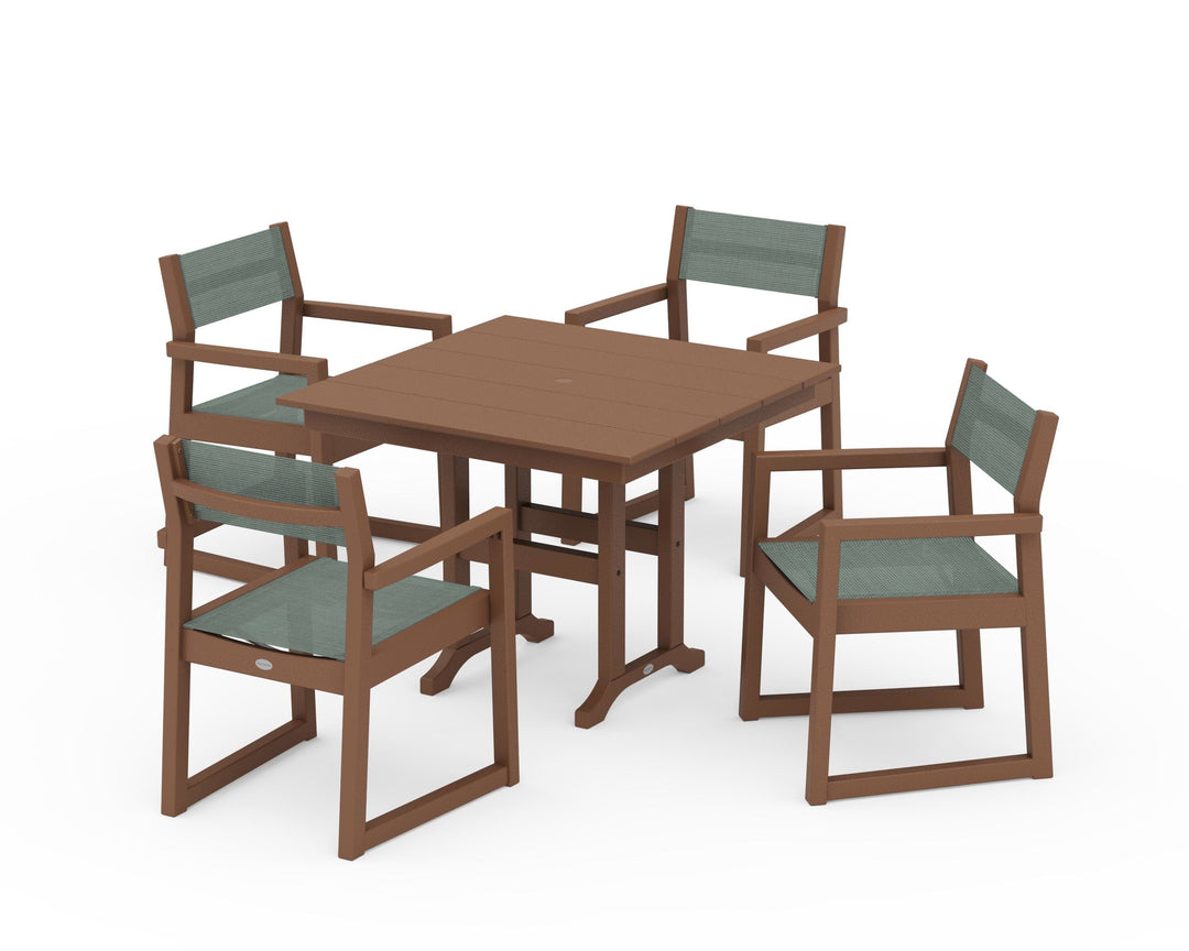 POLYWOOD® EDGE Sling Arm Chair 5-Piece Farmhouse Dining Set