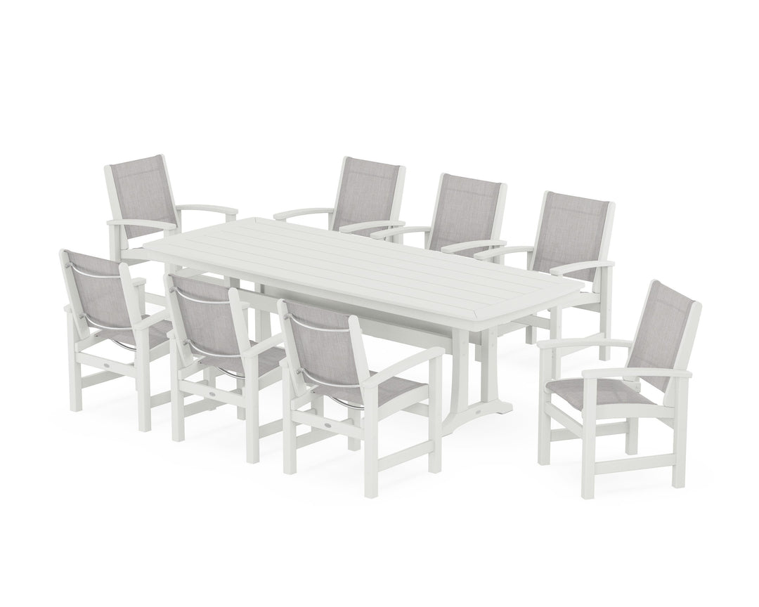 POLYWOOD® Coastal 9-Piece Dining Set with Trestle Legs
