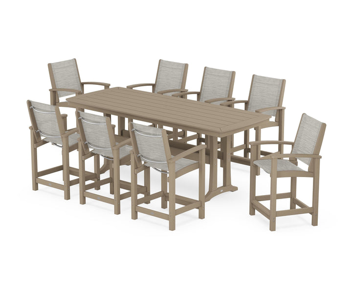 POLYWOOD® Coastal 9-Piece Counter Set with Trestle Legs