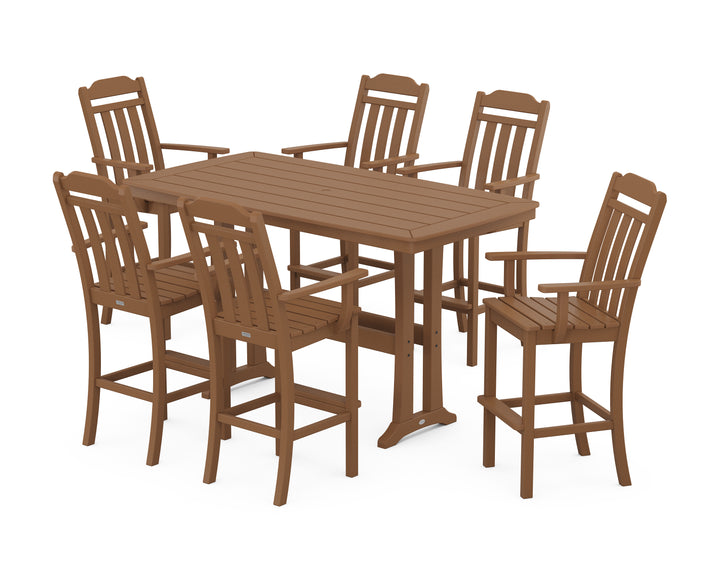 Country Living Cottage Arm Chair 7-Piece Bar Set with Trestle Legs