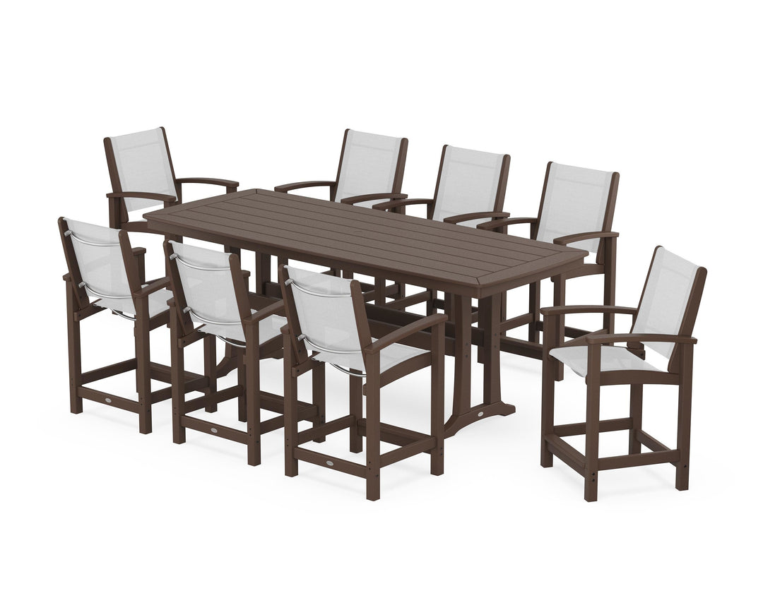 POLYWOOD® Coastal 9-Piece Counter Set with Trestle Legs
