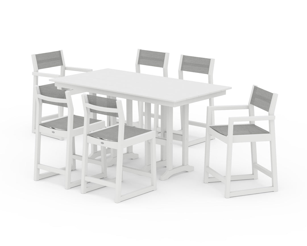 POLYWOOD® EDGE Sling 7-Piece Farmhouse Counter Set