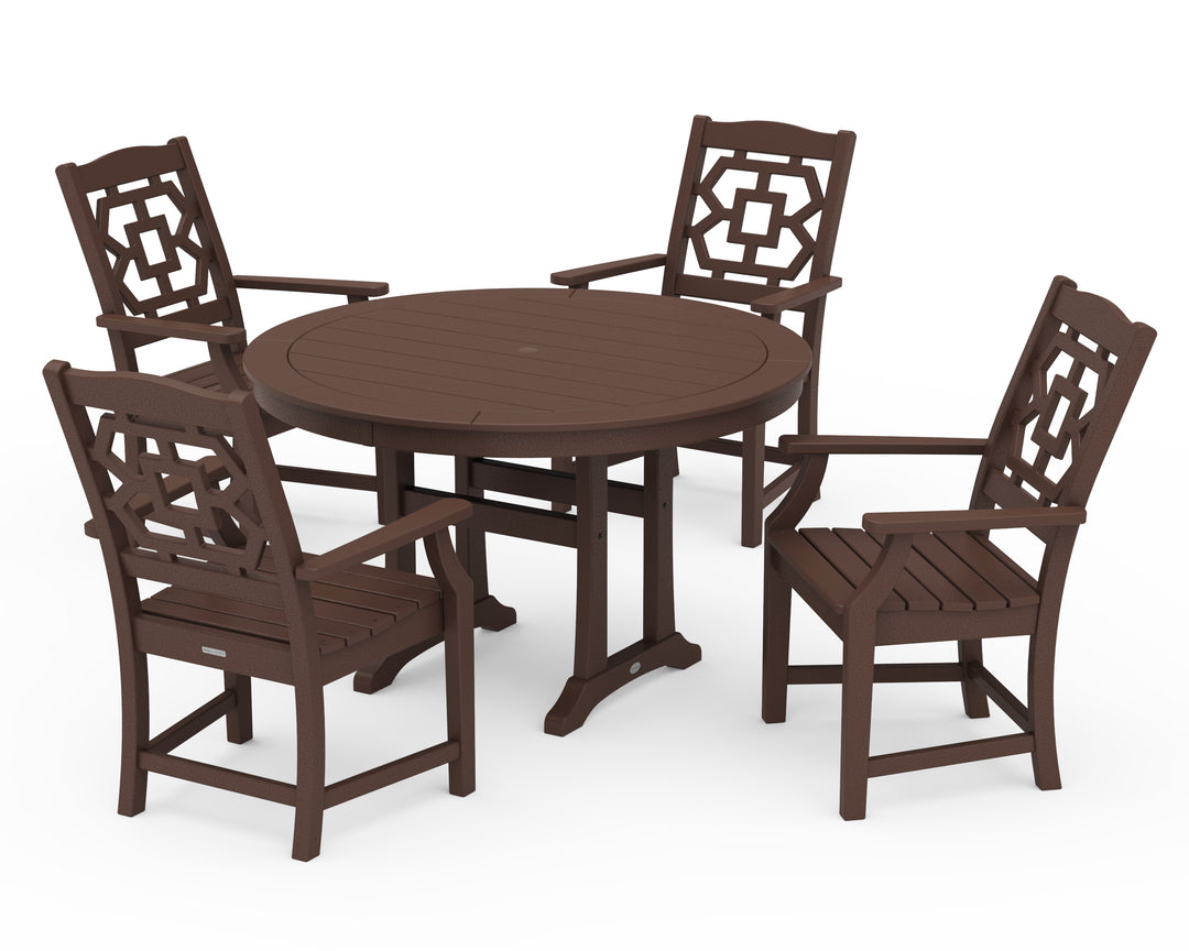 Martha Stewart by POLYWOOD® Chinoiserie 5-Piece Round Dining Set with Trestle Legs