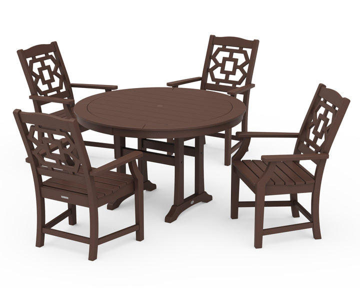 Martha Stewart by POLYWOOD® Chinoiserie 5-Piece Round Dining Set with Trestle Legs