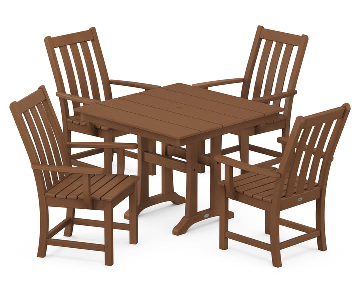POLYWOOD® Vineyard 5-Piece Farmhouse Trestle Arm Chair Dining Set
