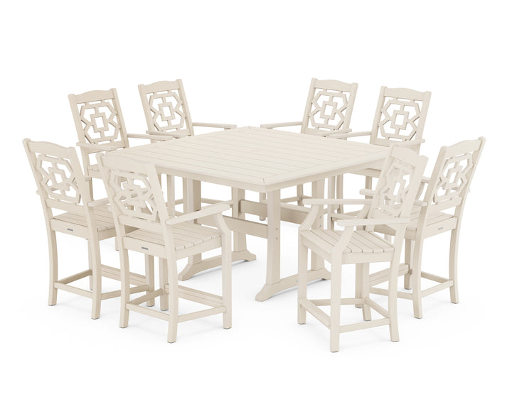 Martha Stewart by POLYWOOD® Chinoiserie 9-Piece Square Counter Set with Trestle Legs