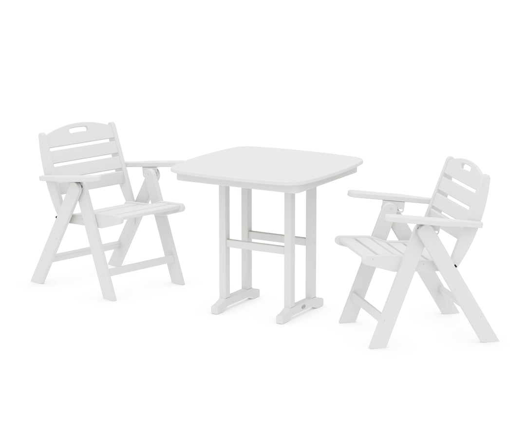 POLYWOOD® Nautical Folding Lowback Chair 3-Piece Dining Set